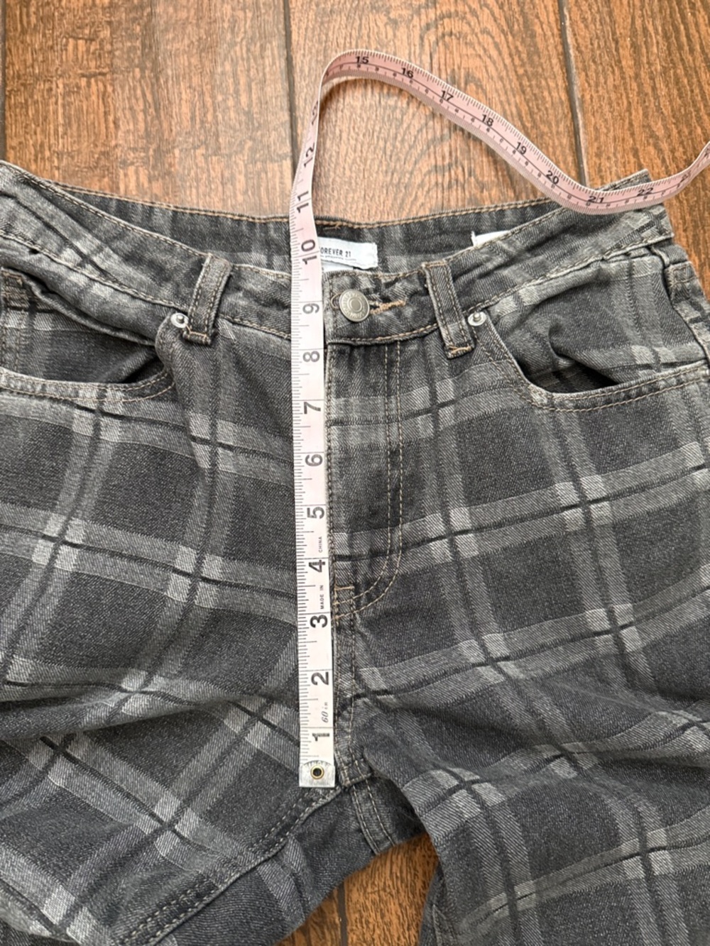 Forever 21 Plaid Mid-Rise Baggy Wide Leg Denim Jeans - Size 25 - Picture 8 of 16